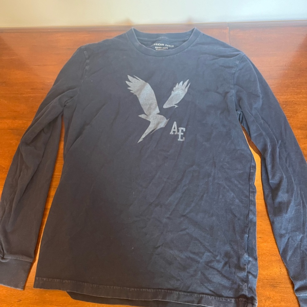 American Eagle Outfitters Men's Blue Long Sleeve Shirt
